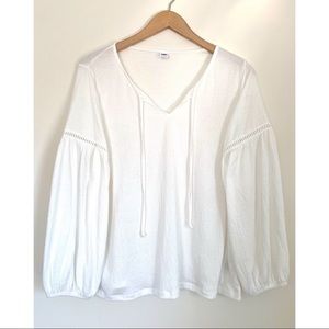 NWOT OLD NAVY White Peasant Boho Top Medium